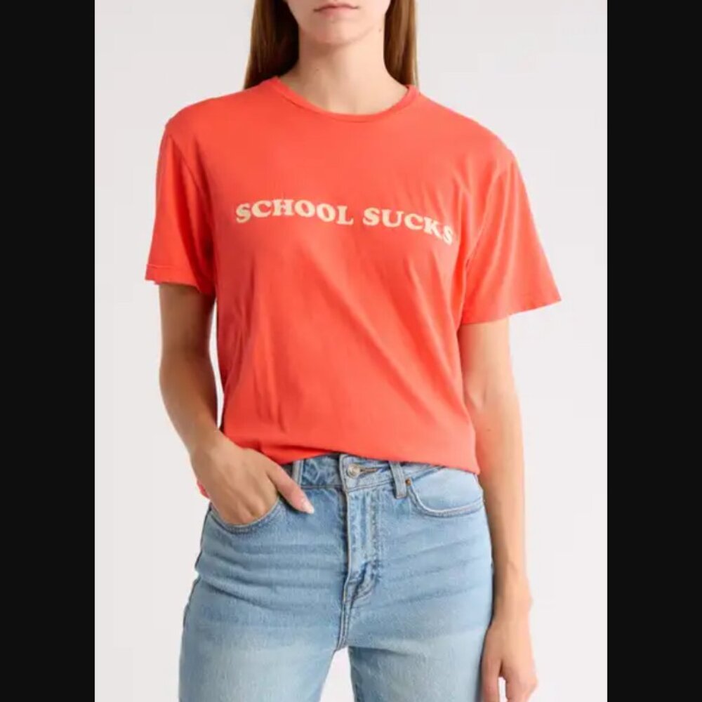 MOTHER The Rowdy Sink or Swim Team Graphic Tee School Sucks Medium NEW NWT
